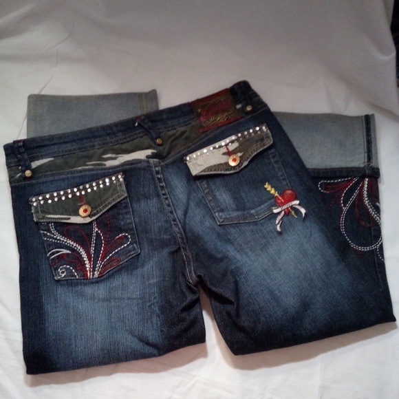 Echo Red capri Jeans with red and silver - Picture 3 of 5